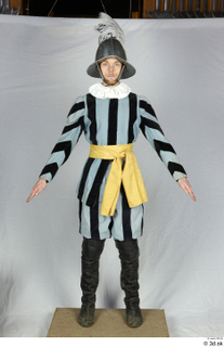  Photos Medieval Guard in cloth armor 3 Medieval clothing a poses medieval soldier striped suit whole body 0001.jpg